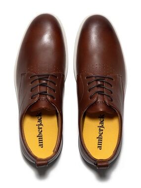 Amberjack Brown Chestnut Original Leather Casual Work Office Dress Shoes 9.5